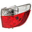 Passenger Side, Outer Tail Light, with Bulb, Halogen, Clear and Red Lens