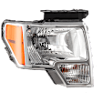 Passenger Side Headlight, with Bulb, Halogen, Chrome Trim, CAPA Certified