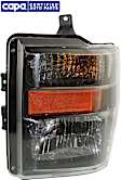 Driver Side Headlight, with Bulb, Halogen, Harley-Davidson Model, Smoked Lens, Black Interior, CAPA Certified