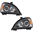 Driver and Passenger Side Headlights, with Bulbs, Halogen, Black Interior, Projector Type
