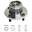 Rear, Driver or Passenger Side Wheel Hub, with Bearing, 4 X 4.25 In. Bolt Pattern, 4-Wheel ABS, With Rear Disc Brake