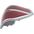 2009-2014 Ford F-150 - Passenger Side Tail Light, without Bulb, Halogen, Red Lens, With Styleside Bed, Except FX2 Model, Chrome Bezel Trim