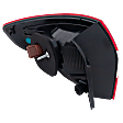 Passenger Side, Outer Tail Light, with Bulb, Halogen, Clear and Red Lens, Sedan