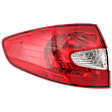 Driver Side, Outer Tail Light, with Bulb, Halogen, Clear and Red Lens, Sedan