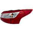 Passenger Side, Outer Tail Light, with Bulb, Halogen, Clear and Red Lens, Sedan