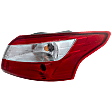 Passenger Side, Outer Tail Light, with Bulb, Halogen, Clear and Red Lens, Sedan, CAPA CERTIFIED