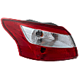 Driver Side, Outer Tail Light, with Bulb, Halogen, Clear and Red Lens, Sedan