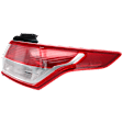 Passenger Side, Outer Tail Light, with Bulb, Halogen, Clear and Red Lens, CAPA CERTIFIED