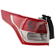 Driver Side, Outer Tail Light, with Bulb, Halogen, Clear and Red Lens, CAPA CERTIFIED