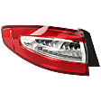 2013-2016 Ford Fusion - Driver Side, Outer Tail Light, with Bulb, Halogen, Red Lens, CAPA CERTIFIED