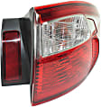 Passenger Side, Outer Tail Light, with Bulb, Halogen, Red Lens, CAPA CERTIFIED