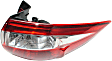 Passenger Side, Outer Tail Light, with Bulb, Halogen, Red Lens, CAPA CERTIFIED