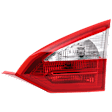 Passenger Side, Inner Tail Light, with Bulb, Halogen, Clear and Red Lens, Sedan