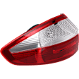 Driver Side, Outer Tail Light, with Bulb, Halogen, Clear and Red Lens, Sedan