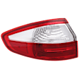 Driver Side, Outer Tail Light, with Bulb, Halogen, Clear and Red Lens, Sedan, CAPA CERTIFIED