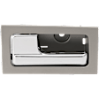 Front or Rear, Driver Side Interior Door Handle, Silver Bezel with Chrome Lever, With Door Lock Button