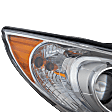 Passenger Side Headlight, with Bulb, Halogen, Except Hybrid Model, Clear Lens, Chrome Interior, CAPA Certified