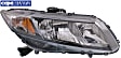 2013-2015 Honda Civic - Passenger Side Headlight, with Bulb, Halogen, Clear Lens, CAPA Certified