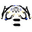 Front, Driver and Passenger Side, Upper and Lower Control Arm