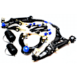 Front, Driver and Passenger Side, Upper and Lower Control Arm