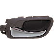 Front, Driver Side Brown bezel with chrome lever Interior Door Handle
