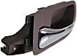 Front, Driver Side Brown bezel with chrome lever Interior Door Handle