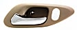 Front, Driver Side Beige bezel with chrome lever Interior Door Handle, With Door Lock Button, Coupe