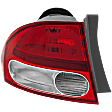 2009-2011 Honda Civic - Driver Side, Outer Tail Light, without Bulb, Halogen, Clear and Red Lens, Sedan
