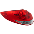 Driver Side Tail Light, with Bulb, Halogen, Clear and Red Lens