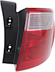 Passenger Side, Outer Tail Light, with Bulb, Halogen, Clear and Red Lens