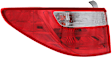 Driver Side, Outer Tail Light, with Bulb, Halogen, Clear and Red Lens