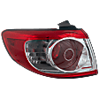 Driver Side, Outer Tail Light, with Bulb, Halogen, Clear and Red Lens