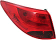 Driver Side, Outer Tail Light, with Bulb, Halogen, Red Lens