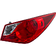 Passenger Side, Outer Halogen Tail Light, with Bulb, Clear and Red Lens, Except Hybrid Model, CAPA Certified