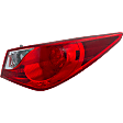Passenger Side, Outer Halogen Tail Light, with Bulb, Clear and Red Lens, Except Hybrid Model, CAPA Certified