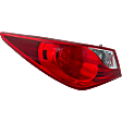 Driver Side, Outer Halogen Tail Light, with Bulb, Clear and Red Lens, Except Hybrid Model, CAPA Certified