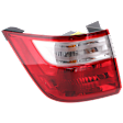 Driver Side, Outer Tail Light, with Bulb, Halogen, Clear and Red Lens, CAPA CERTIFIED