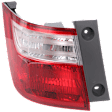 Driver Side, Outer Tail Light, with Bulb, Halogen, Clear and Red Lens, CAPA CERTIFIED