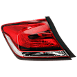 Driver Side, Outer Tail Light, with Bulb, Halogen, Clear and Red Lens, Sedan, CAPA CERTIFIED
