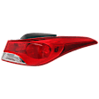 Passenger Side, Outer Tail Light, with Bulb, Halogen, Clear and Red Lens, Sedan, USA Built Vehicle