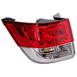 Driver Side, Outer Tail Light, with Bulb, LED, Clear and Red Lens, 6 Cyl., 3.5L Engine, CAPA CERTIFIED