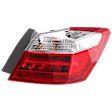 Passenger Side, Outer Tail Light, with Bulb, LED, Clear and Red Lens, Sedan, EX-L / Touring, Except Hybrid, CAPA CERTIFIED