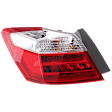 Driver Side, Outer Tail Light, with Bulb, LED, Clear and Red Lens, Sedan, EX-L / Touring Models, Except Hybrid, CAPA CERTIFIED