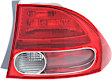 Passenger Side, Outer Tail Light, with Bulb, Halogen, Clear and Red Lens, Sedan