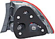 2006-2008 Honda Civic - Driver Side, Outer Tail Light, with Bulb, Halogen, Clear and Red Lens, Sedan