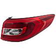 Passenger Side, Outer Tail Light, with Bulb, Halogen, Clear and Red Lens, Standard Type, Except Hybrid Model
