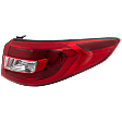 Passenger Side, Outer Tail Light, with Bulb, Halogen, Clear and Red Lens, Standard Type, Except Hybrid Model