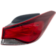 Passenger Side, Outer Tail Light, with Bulb, Halogen, Clear and Red Lens, Sedan, USA Built Vehicle