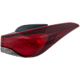 Passenger Side, Outer Tail Light, with Bulb, Halogen, Clear and Red Lens, Sedan, USA Built Vehicle