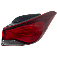 Passenger Side, Outer Tail Light, with Bulb, Halogen, Clear and Red Lens, Sedan, USA Built Vehicle, CAPA CERTIFIED